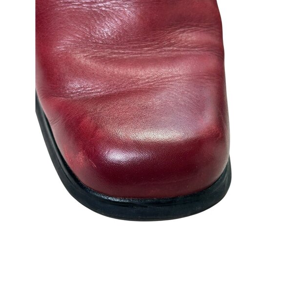 White Mountain Fairchild II Red Leather Boots Women's Sz 7.5 Side Zip Block Heel - Picture 4 of 13